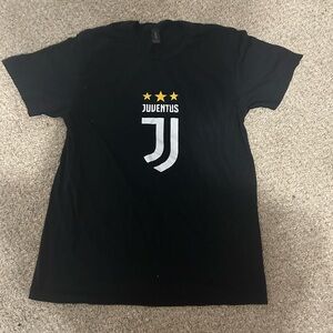 Cristiano Ronaldo gildan Black Juventus T-Shirt with White Logo